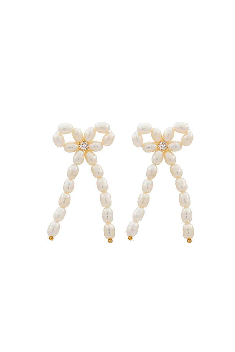 Shashi Bow Pearl Earrings for Women - Elegant & Dainty Pearl Stud Earrings - Perfect for Weddings, Parties & Everyday Wear