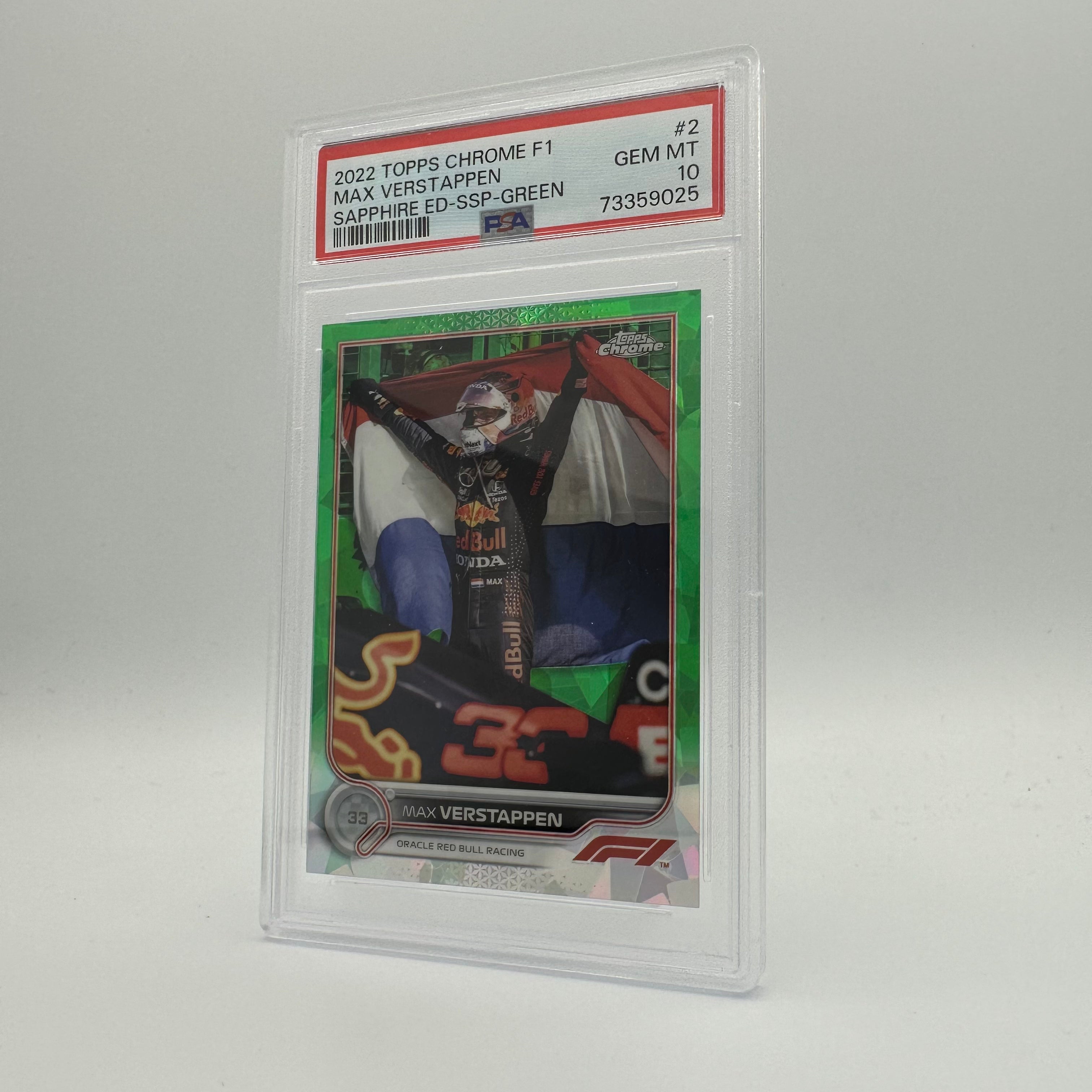 PSA 10 69/75 Max Verstappen #2 Sapphire Edition SSP Green - Rare Collectible Trading Card for F1 Fans & Sports Memorabilia Enthusiasts
