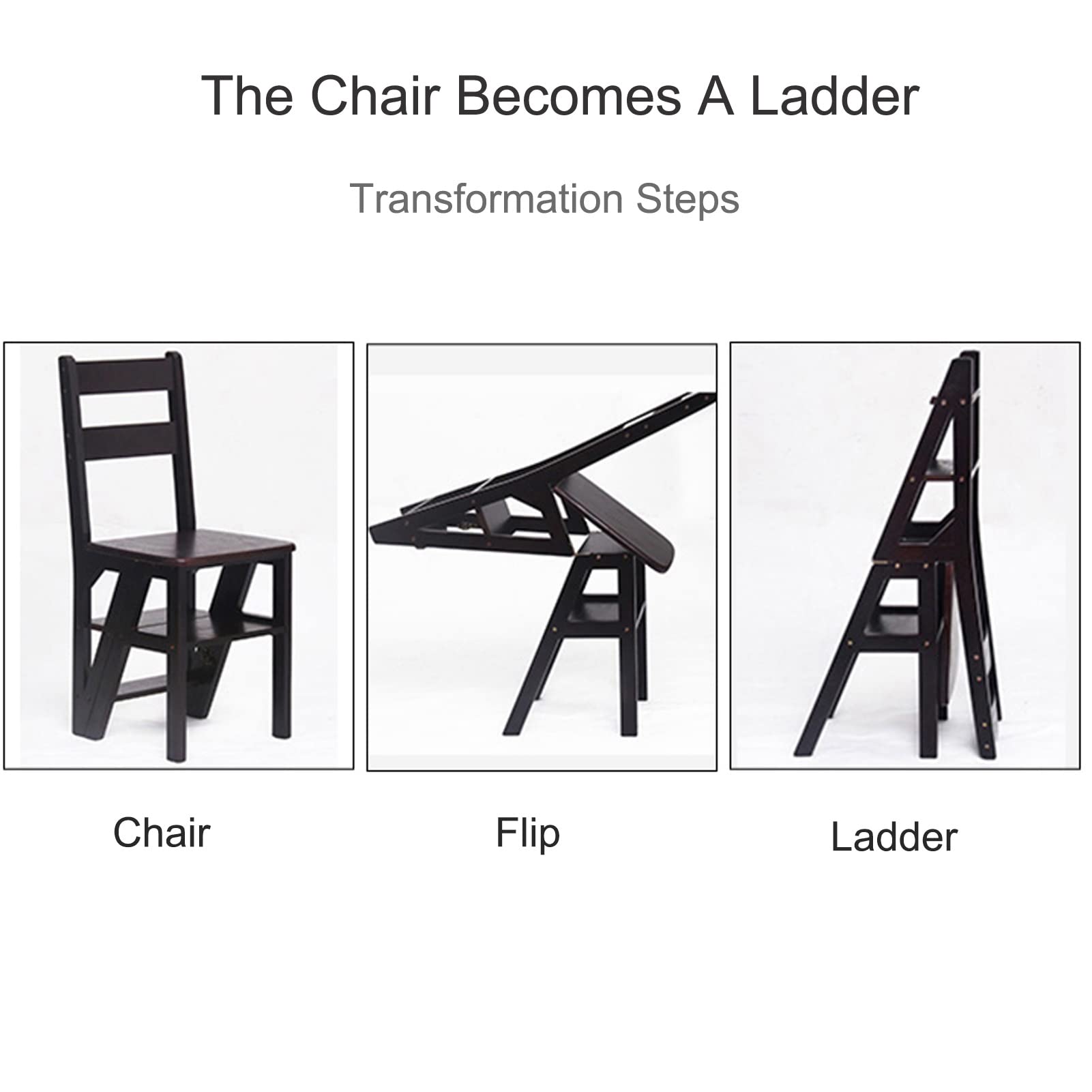 4 Step Folding Wooden Ladder Chair - Portable Stepladder for Home, Library & Closet | Multi-Functional as Shoe Bench, Flower Stand & Foot Stool | Space-Saving Storage Solution for Small Spaces