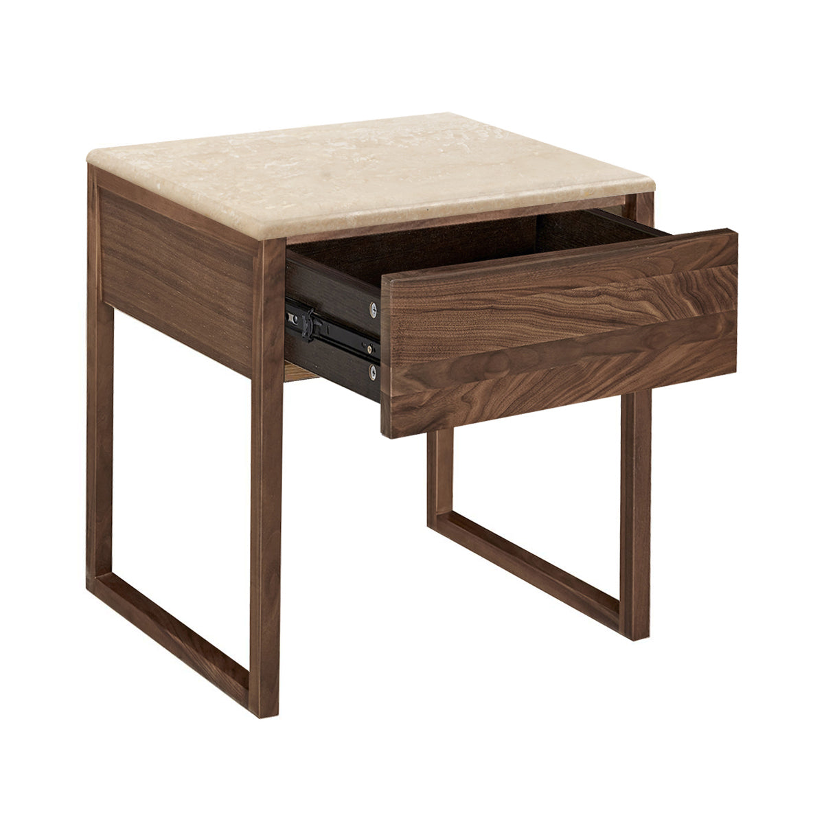 Modern Avalon Travertine Bedside Table - Natural Stone Nightstand with Drawer - Perfect for Bedroom, Guest Room & Hotel Decor