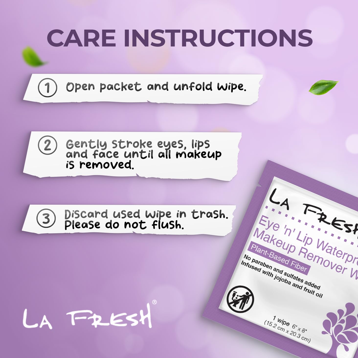 LA Fresh Eye & Lip Makeup Remover Wipes - Pack of 200 | Vitamin E, Olive Oil & Jojoba Infused | Gentle for Sensitive Skin | Leaves Skin Soft & Smooth | Perfect for Travel, Gym, Nightstand & Car | Hypoallergenic Facial Cleansing Wipes