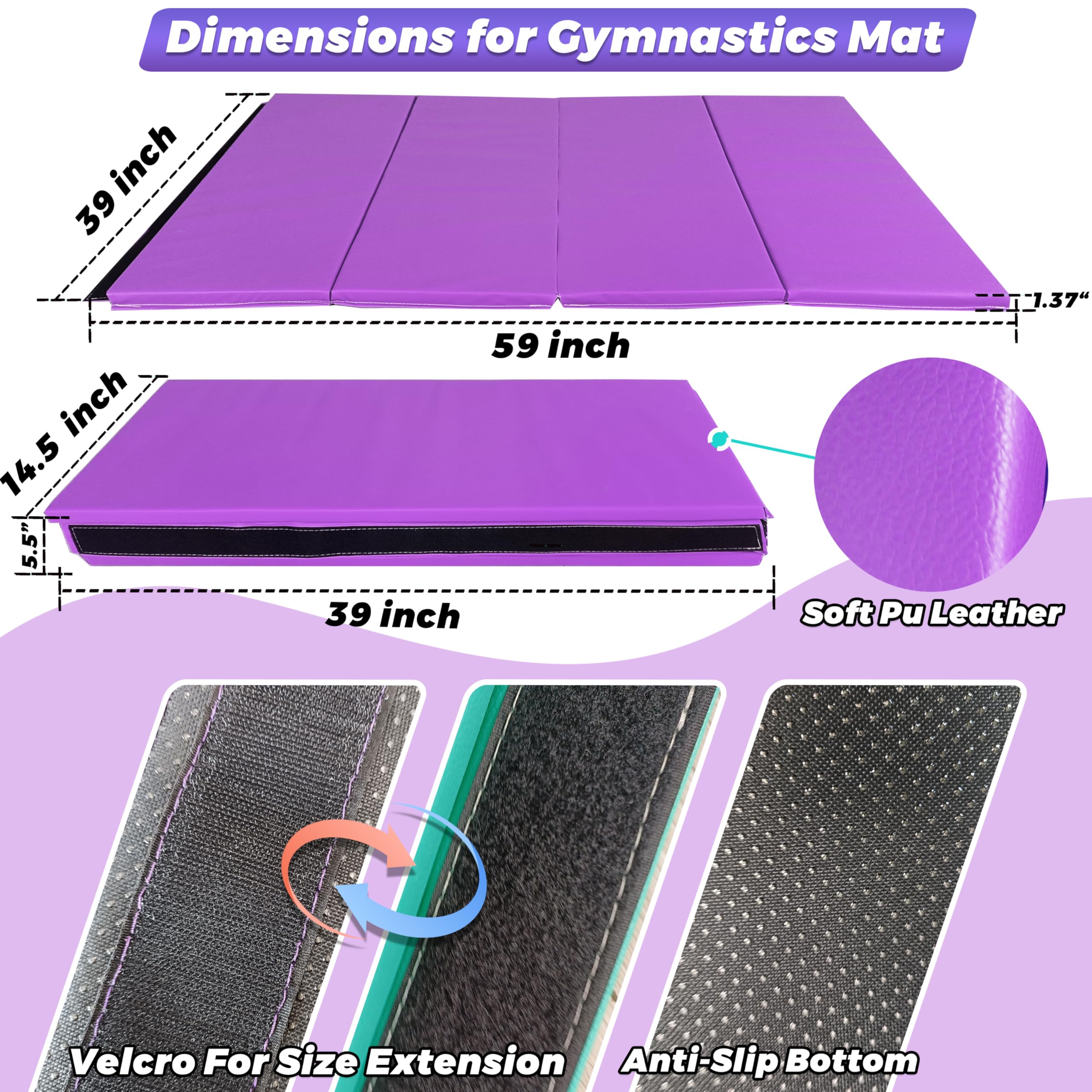 Foldable Gymnastics Bar for Kids Ages 3-15 | 5FT Adjustable Horizontal Training Bar with Triangle Stable Structure | Home Gym Equipment for Indoor Gymnastics Practice, Strength Training & Playtime