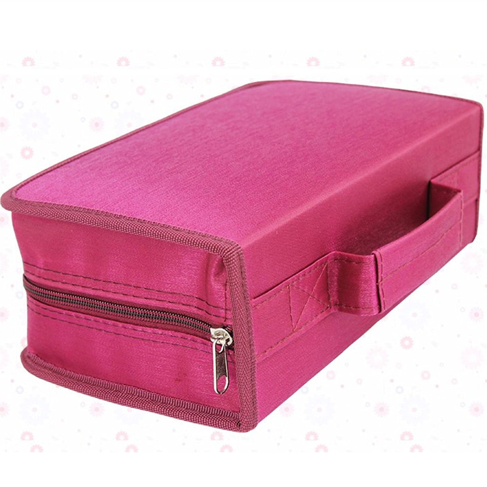 Large Capacity CD DVD Storage Box Holds 128 Discs - Blu-ray Media Organizer with Inner Page Storage - Red - Perfect for Home, Office & Media Collection Organization