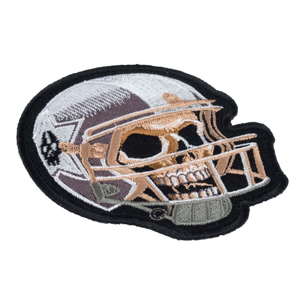 PatchStop Skull American Football Helmet Iron-On & Sew-On Patches - 3.5x4.25 Inch Embroidered Decorative Patches for Clothing, Jeans, Jackets & Bags - Perfect for DIY Customization, Sports Fan Gifts & Punk Fashion Accessories