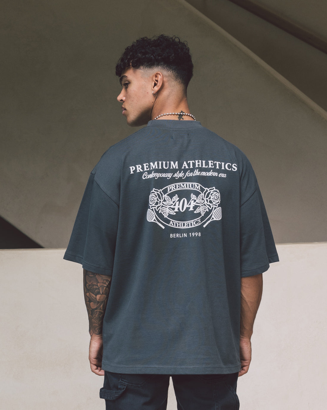 404 Premium Athletics Vintage T-Shirt - Charcoal Grey | Retro Sports Tee for Men & Women | Gym, Workout & Casual Wear