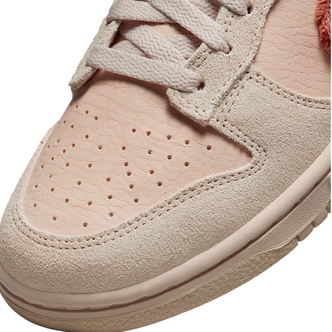 Nike Women's Dunk Low Sneakers - Terry Swoosh Shimmer Mars Stone Sanddrift DZ4706-200 | Casual Fashion Shoes for Women | Perfect for Streetwear, Gym & Everyday Wear