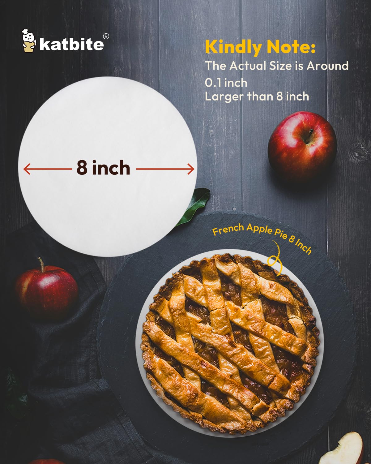 Katbite Heavy Duty Parchment Rounds 8 Inch 200 Pcs - Premium Baking Paper Circles for Cakes, Cookies & Air Fryer - Perfect for Baking, Roasting & Food Prep