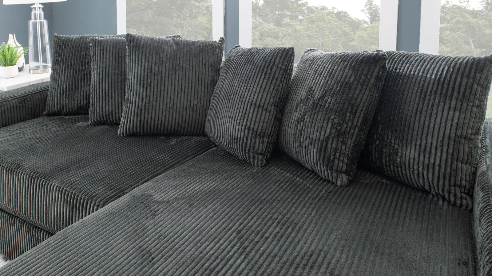 2-Piece Corduroy Sectional Sofa Set - Modern Velvet Living Room Couch with Chaise | Comfortable L-Shaped Sofa for Small Spaces, Apartments & Cozy Home Decor