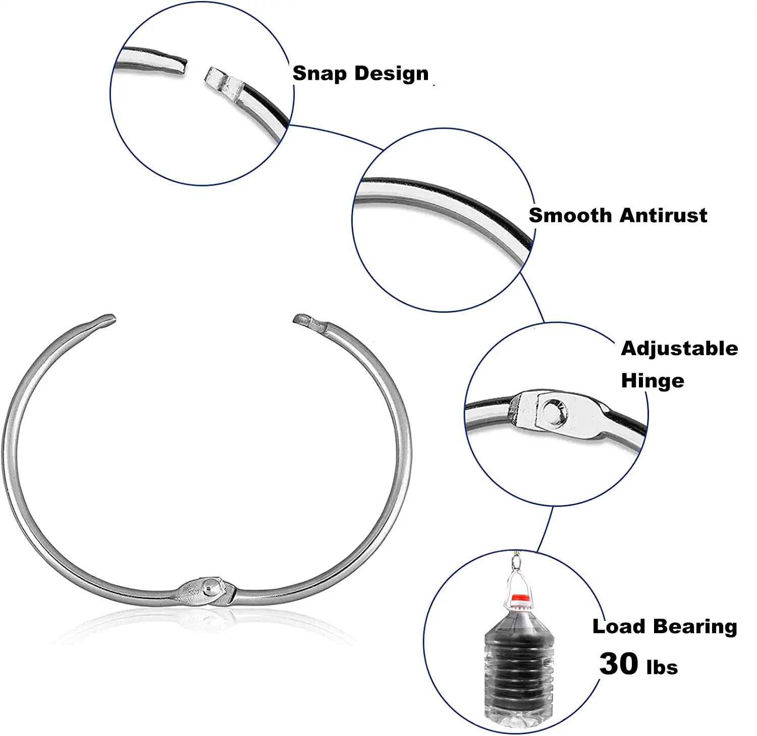 12 Pack Bronze Shower Curtain Rings - Rustproof Metal Hooks for Bathroom Decor, Oil Rubbed Finish, 2 Inch Loose Leaf Binder Rings - Perfect for Shower Rods, Bathroom Upgrades & Home Renovation Projects