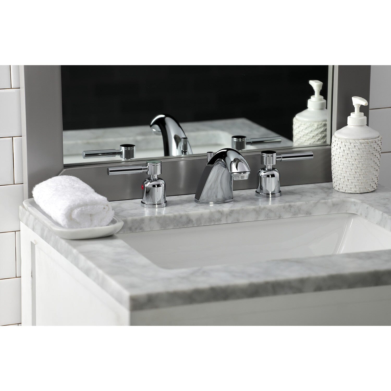 Concord 3-Hole Widespread Bathroom Faucet - Two Handle Deck Mount Sink Faucet with Pop-Up Drain - Perfect for Bathroom Vanity, Powder Room & Guest Bath Installation