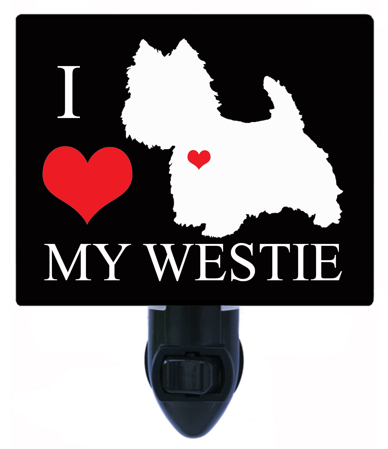 LED Night Light for Dog Lovers - I Heart My Westie Pet Night Light for Bedroom, Nursery, Kids Room & Home Decor