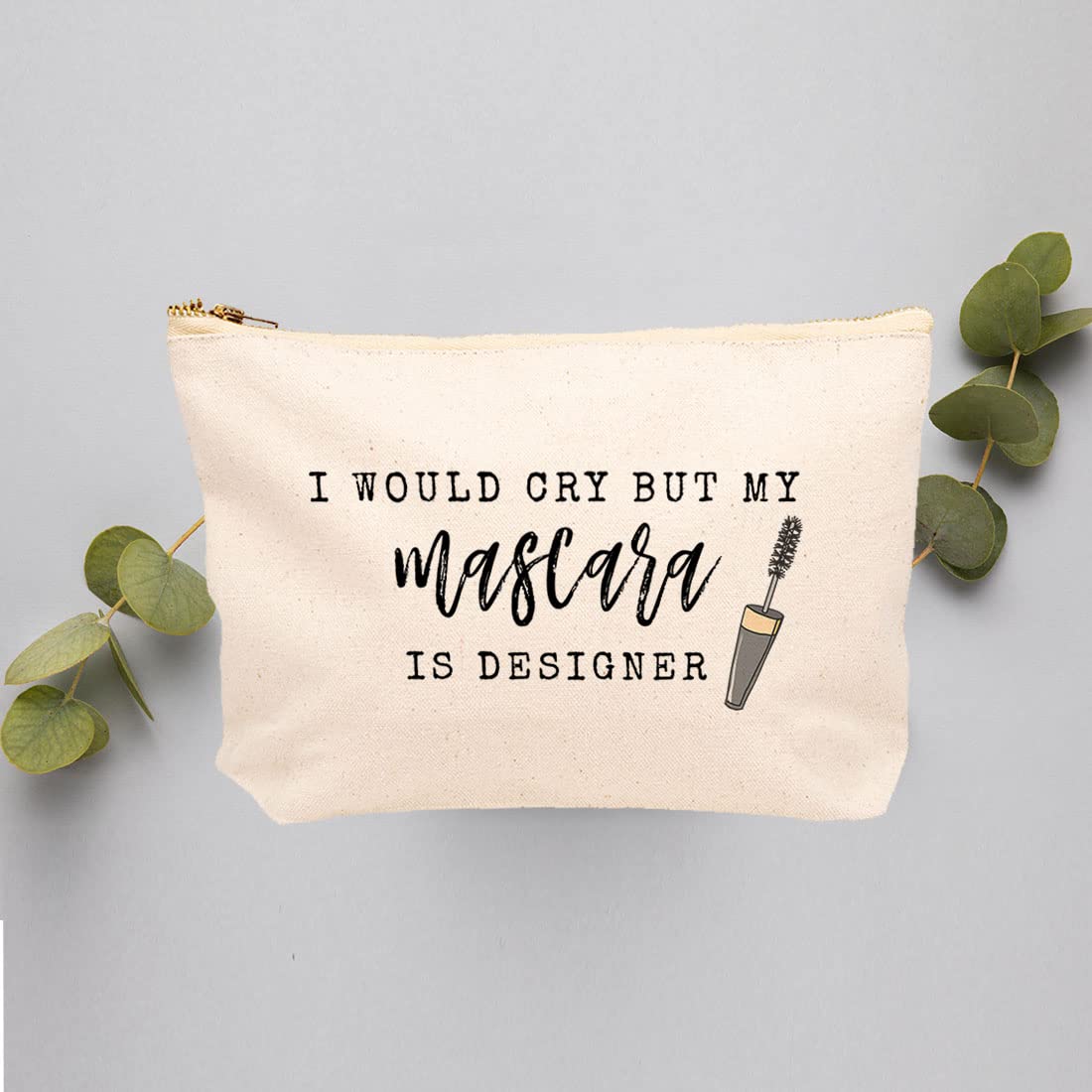 Funny Makeup Bag - Designer Mascara Quote Cosmetic Pouch with Zipper, 6.5x9 Inch Canvas Travel Toiletry Bag for Women | Perfect Birthday Gift, Purse Organizer & Cute Pencil Case for School, Work & Vacation