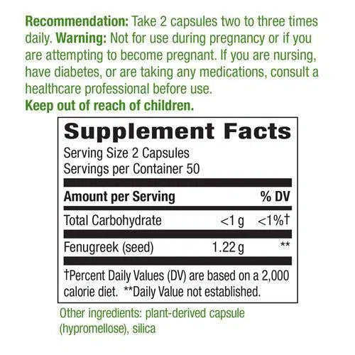 Nature's Way Fenugreek Seed Supplement - 610mg per Serving, 180 Capsules - Supports Lactation & Healthy Digestion - Herbal Wellness for Nursing Mothers & Digestive Health - Perfect for Postpartum Care & Natural Wellness Routines