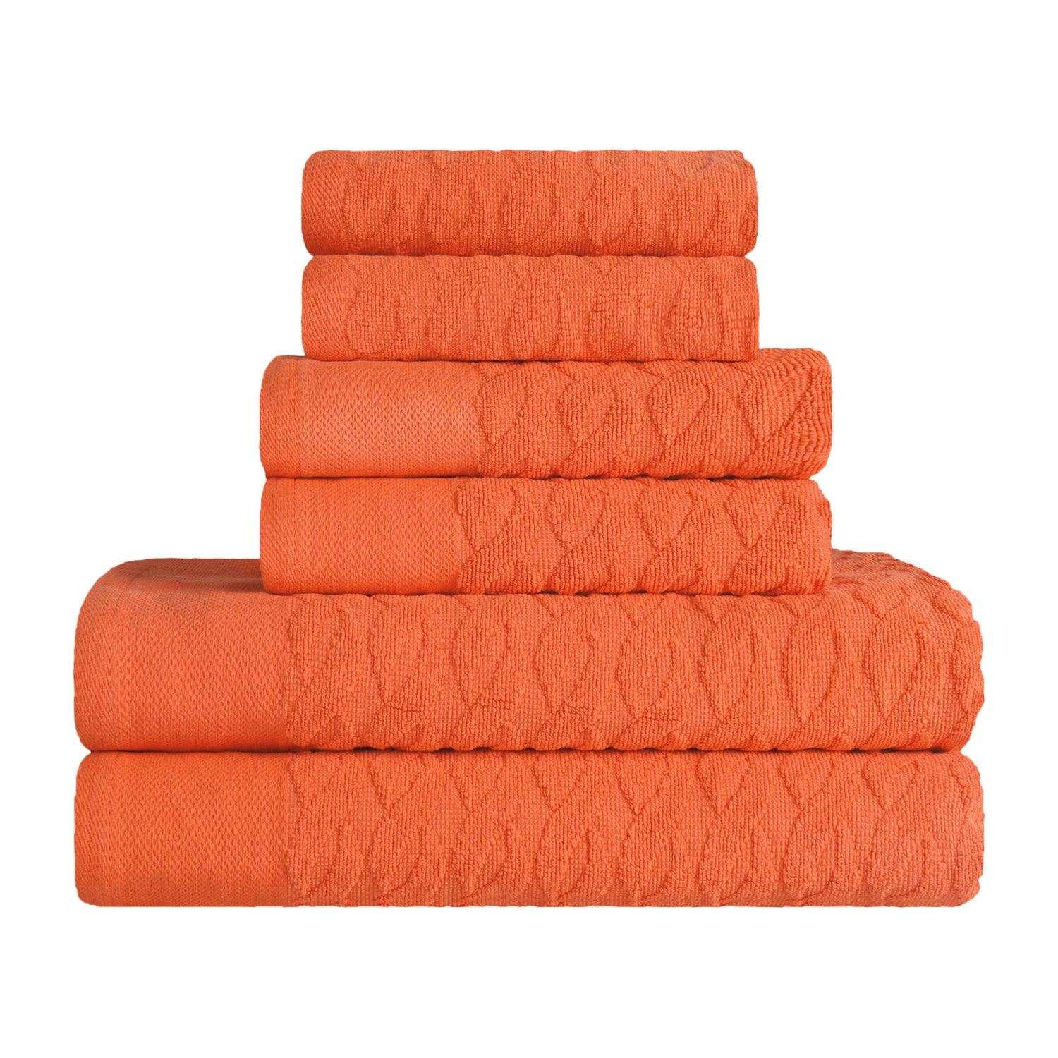 Premium Turkish Cotton Herringbone Jacquard 6-Piece Towel Set - Ultra Soft & Absorbent Bath Towels for Spa, Hotel & Luxury Home Use