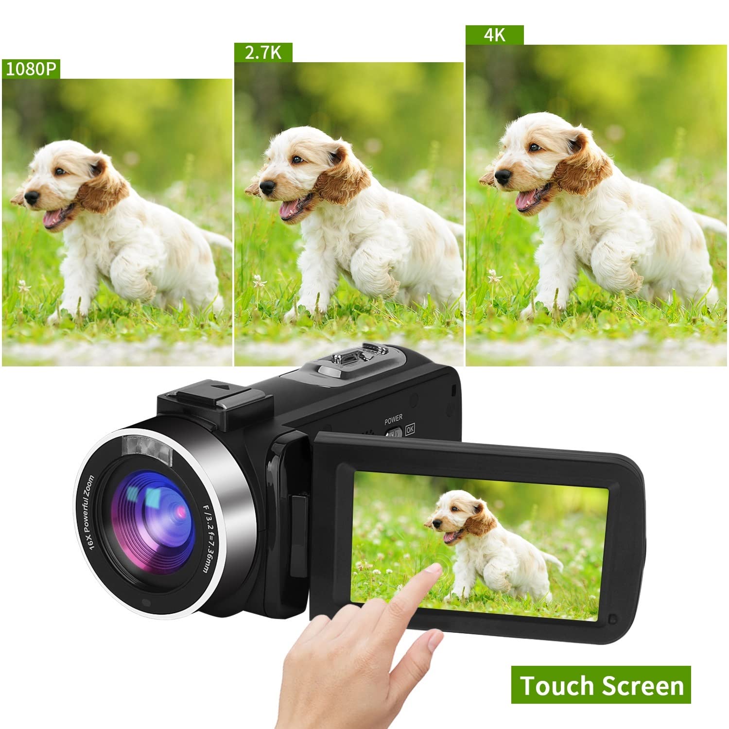 BODORME 4K Camcorder with Night Vision - 58MP Vlog Camera for Live Streaming & Photography (32G SD Card, Lens) - Perfect for Travel & Events