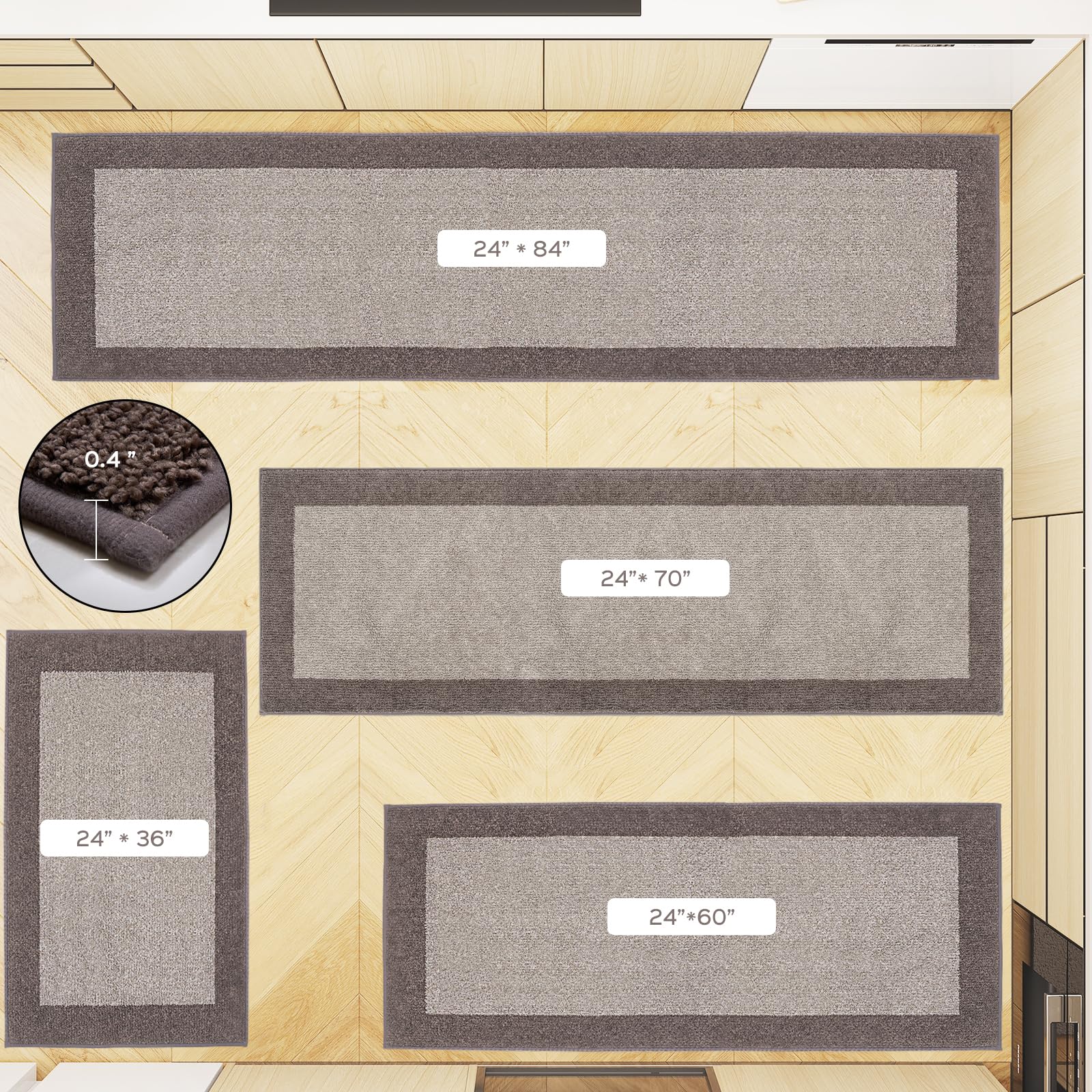 Machine Washable Non-Slip Kitchen Rug 24