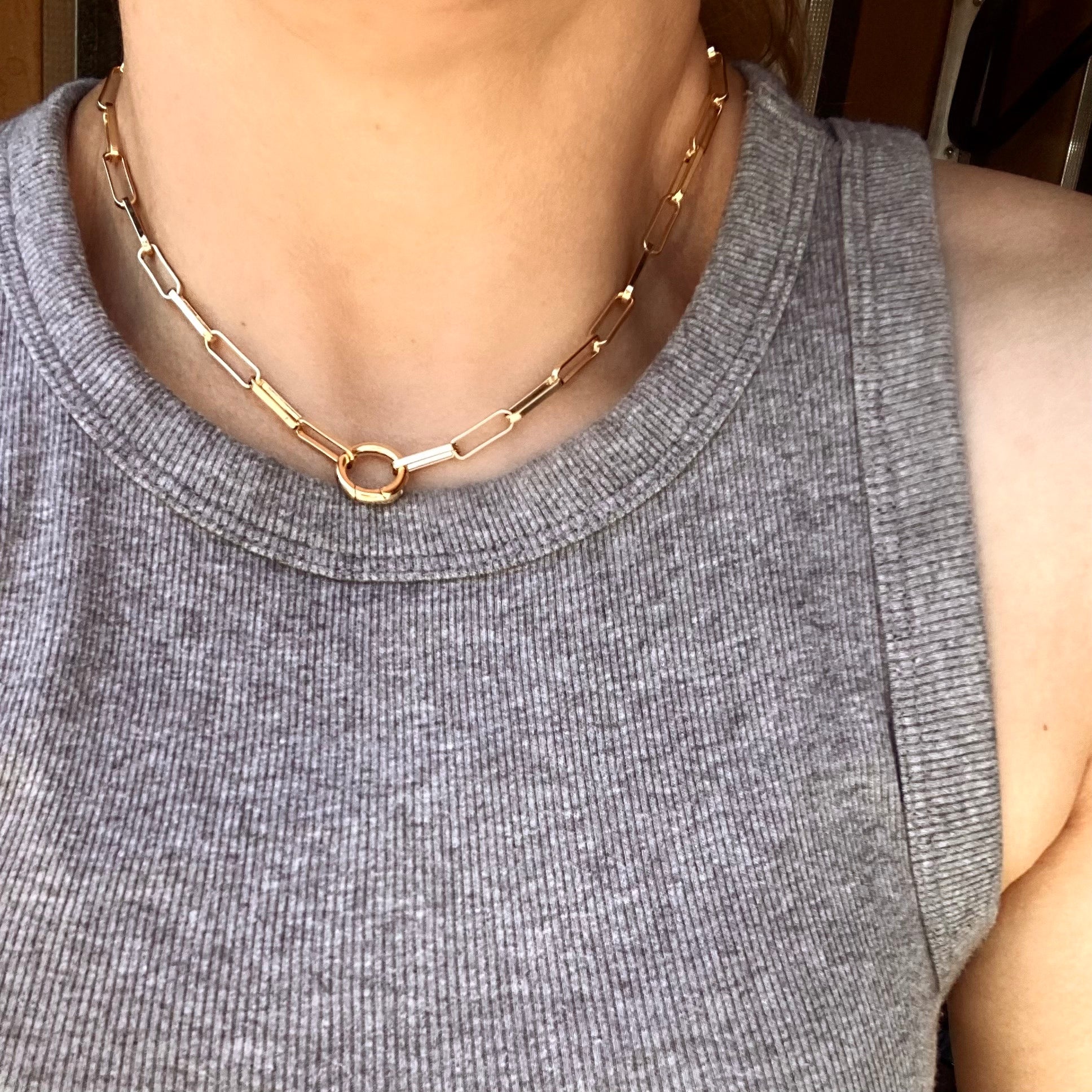 18K Gold Filled Paperclip Chain Necklace with Lobster Clasp - Dainty Minimalist Jewelry for Women, Perfect for Layering, Everyday Wear & Gift Giving