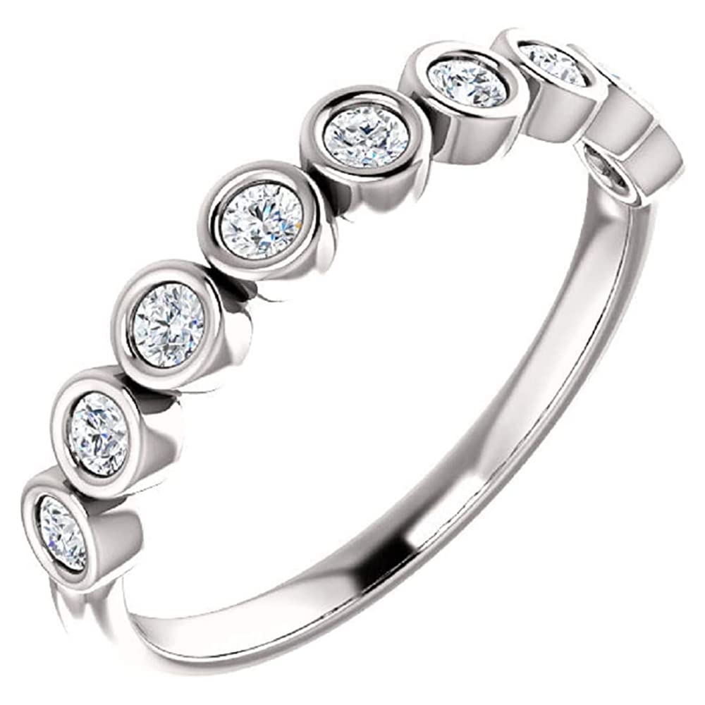 Elegant Half Eternity Wedding Band for Women - 0.30cttw Round Cut White Moissanite Diamond in 14K White Gold & 925 Sterling Silver - Perfect for Engagement, Anniversary & Special Occasions