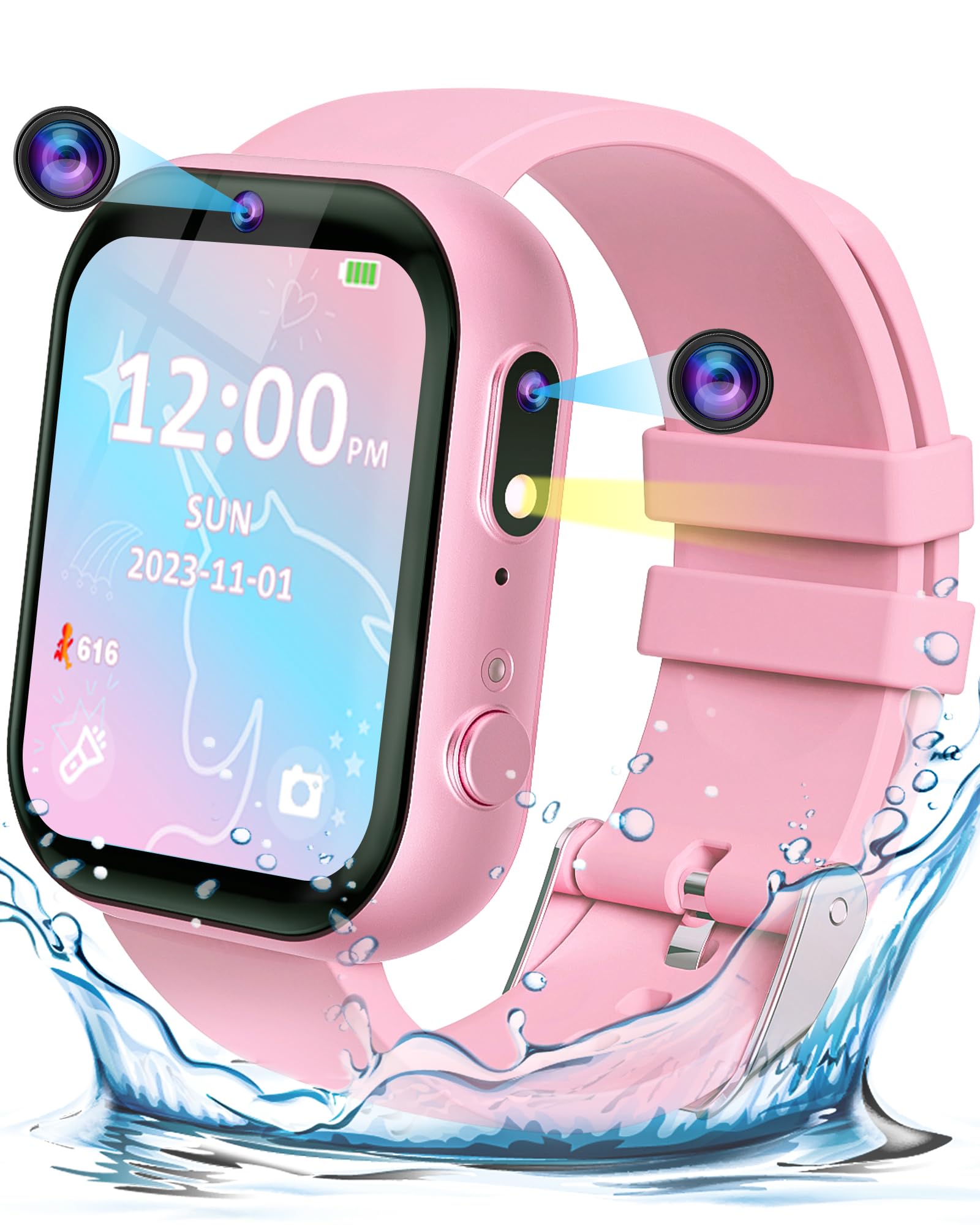 Waterproof Smart Watch for Girls Age 3-9 with Dual Camera - Best Birthday & Christmas Gift Idea for Kids | Perfect for Outdoor Play, School Activities & Stocking Stuffers