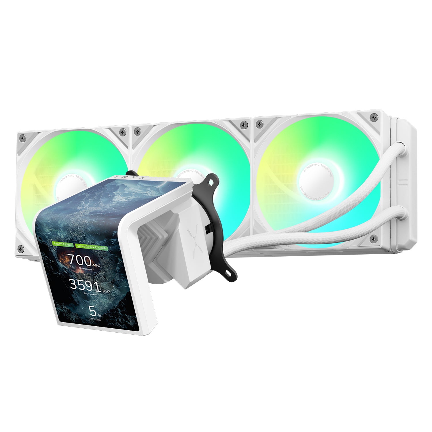 TRYX PANORAMA SE 360mm AIO Liquid CPU Cooler with ARGB Lighting - Black/White | High-Performance Cooling for Gaming PCs & Workstations | Perfect for Overclocking & Silent Operation