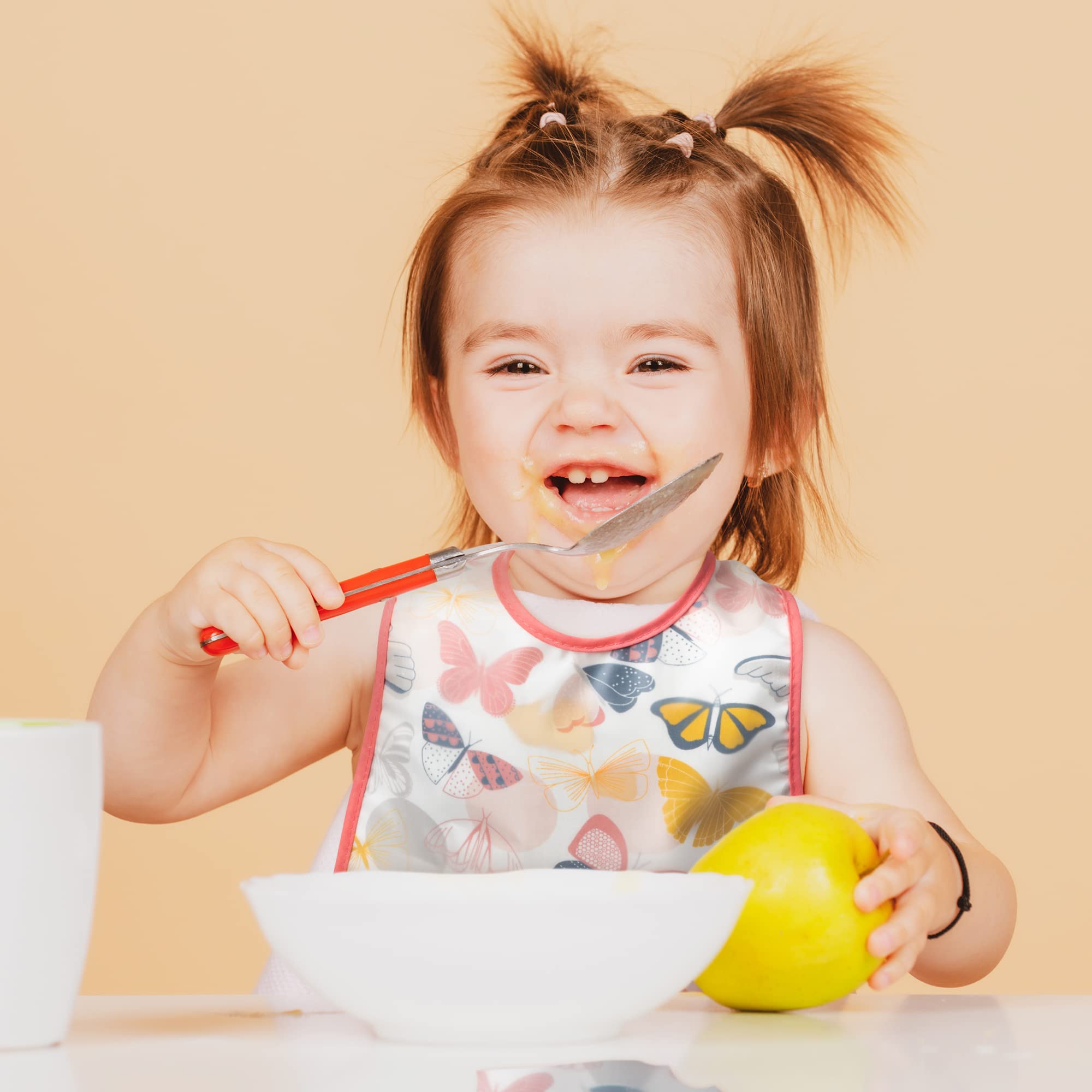 R HORSE 5Pcs Waterproof Baby Bibs Set with Crumb Catcher Pocket & Snap Button - Soft Feeding Bibs for Toddlers 6-24 Months - Ideal for Mealtime, Snacks, and Messy Play