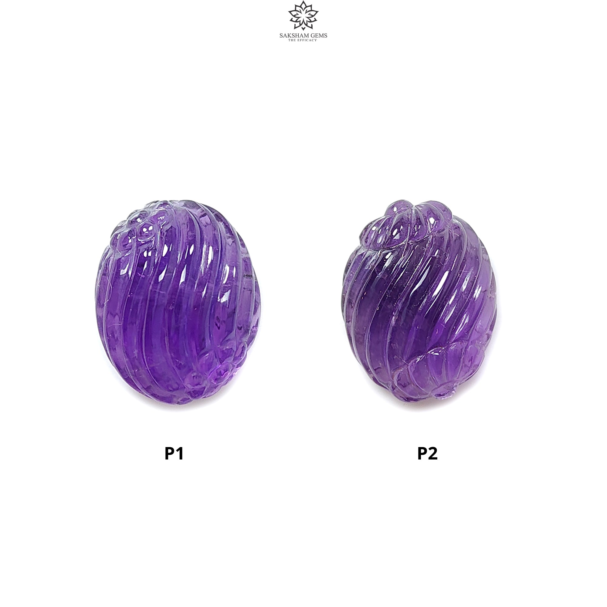 Natural Untreated Amethyst Quartz Gemstone - Hand Carved Oval Shape (1pc) | February Birthstone for Jewelry Making | Perfect for Necklaces, Rings & Spiritual Healing