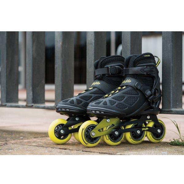 Playlife Lancer 84 Inline Skates for Adults - Black High-Performance Rollerblades for Fitness, Speed & Outdoor Skating