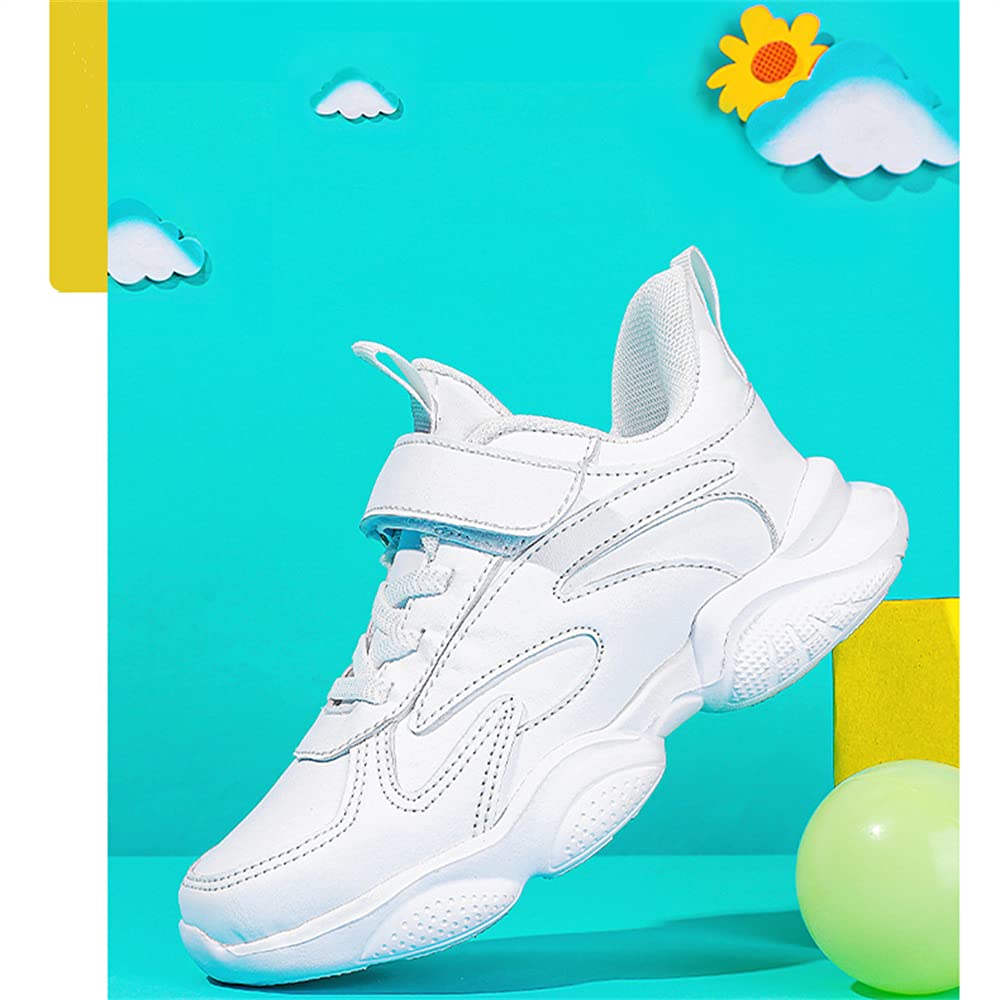 MATERUIEYES Kids' Running Shoes - Breathable Mesh Sports Sneakers for Girls, Lightweight & Comfortable White Athletic Shoes - Perfect for School, Play & Daily Activities