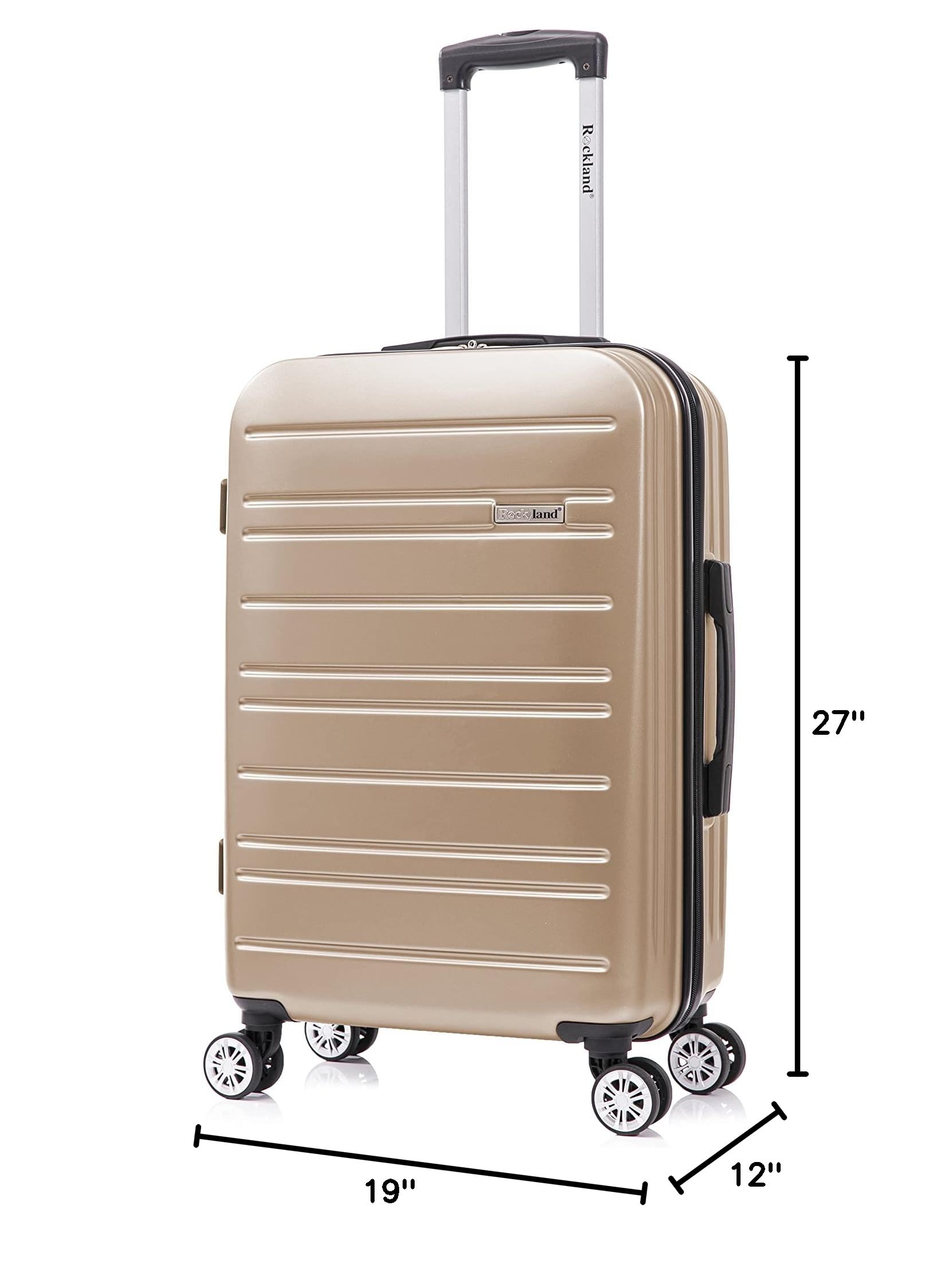Rockland Irvine Hardside Spinner Wheel Luggage Set - Champagne (19