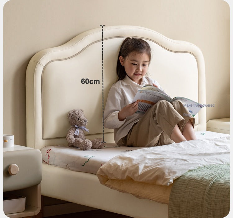Organic Leather Cream Style Soft Kids Bed – Premium Comfort for Nursery, Bedroom & Playroom – Safe & Durable Toddler Bed for Sweet Dreams