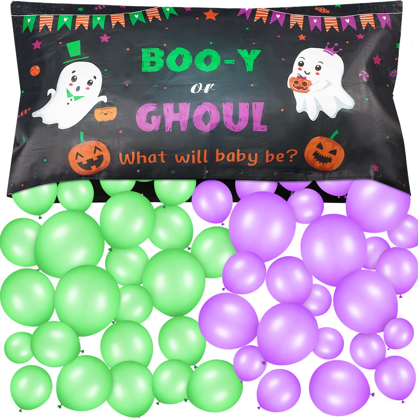 Peryiter Thanksgiving Fall Pumpkin Gender Reveal Balloons Backdrop - Blue & Pink Elephant Ghost Decorations for Halloween & Autumn Baby Shower Parties - Perfect for Gender Reveal Events, Baby Showers & Seasonal Celebrations