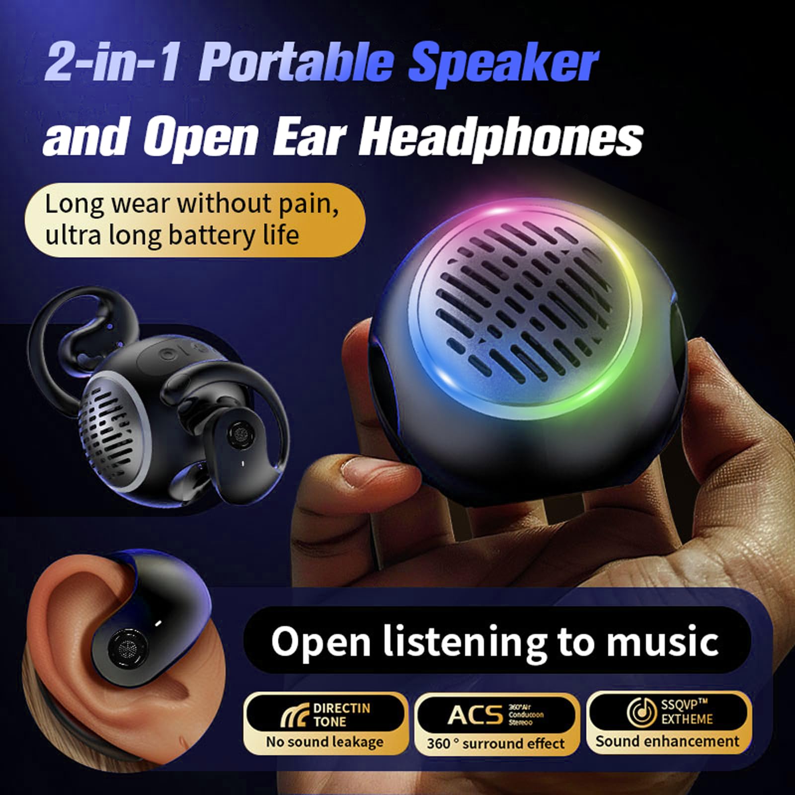 Open Ear Bluetooth Headphones for Kids - Wireless Over Ear Earbuds, Waterproof Mini Portable Speaker with Bone Conduction Technology (5.4 Bluetooth) - Perfect for Running, Cycling & Outdoor Activities