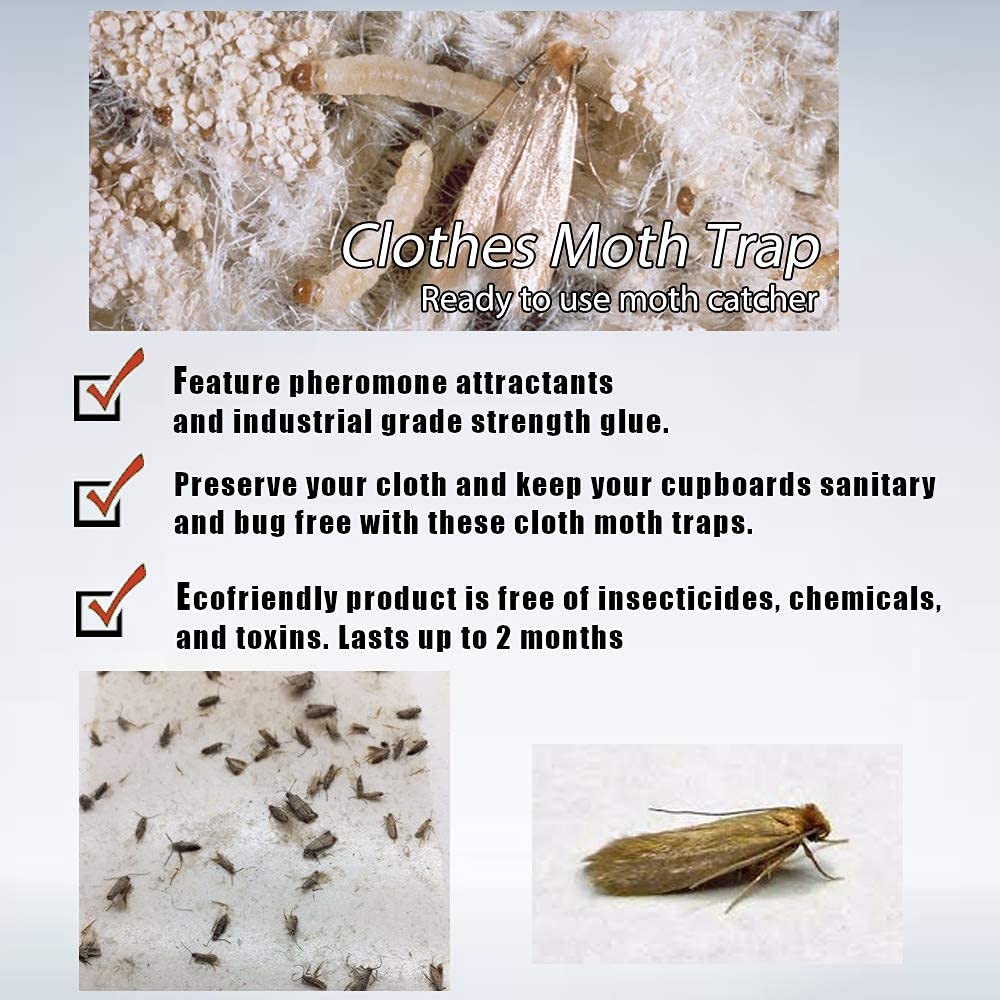 6 Pack Refillable Pheromone Moth Traps - Odor-Free Natural Hanging Box for Closet, Pantry & Kitchen | Protect Clothes & Food from Moth Damage | Home Storage & Wardrobe Essential