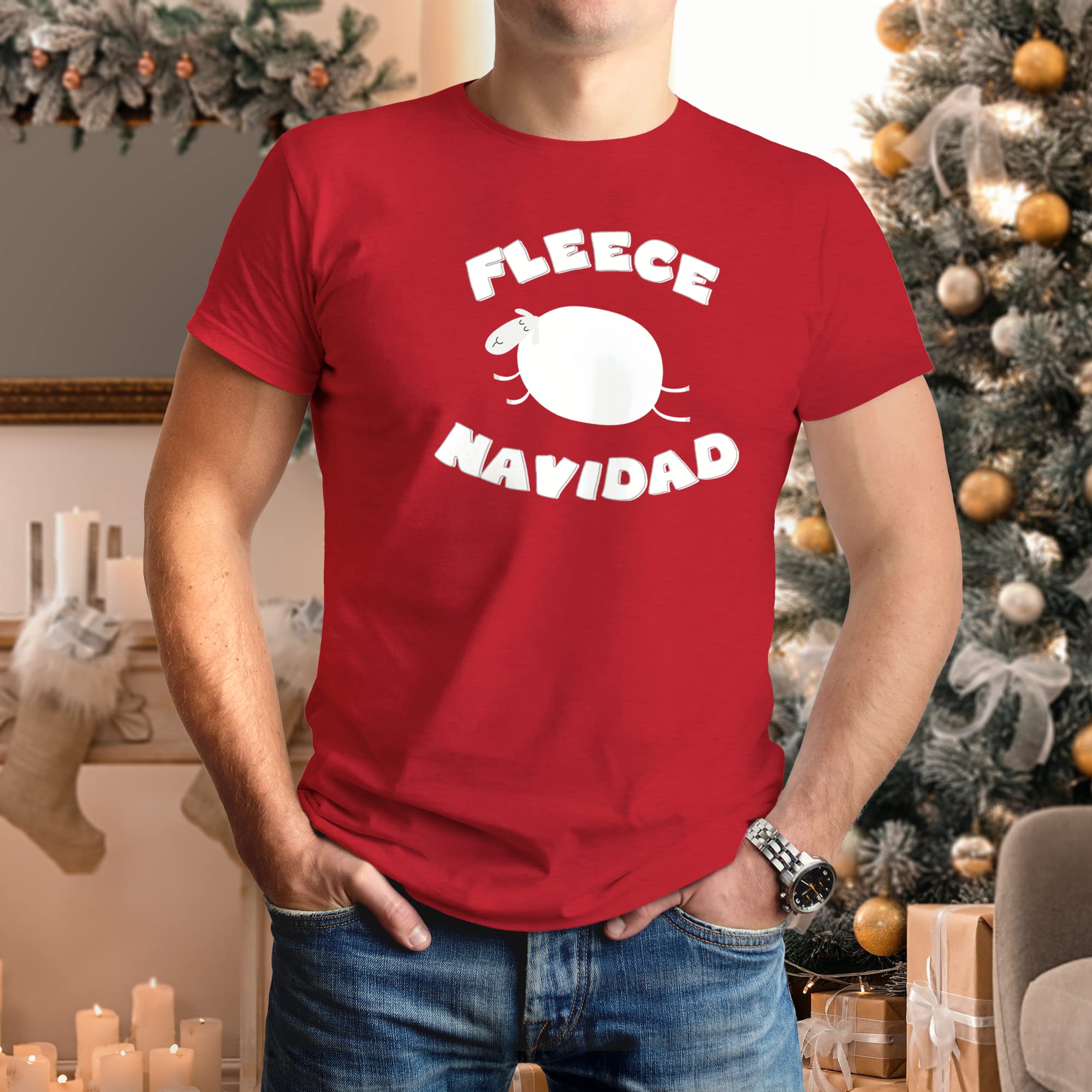 Funny Christmas Animal World Fleece T-Shirt for Men - Holiday Navidad Tee with Festive Designs - Perfect for Xmas Parties & Family Gatherings