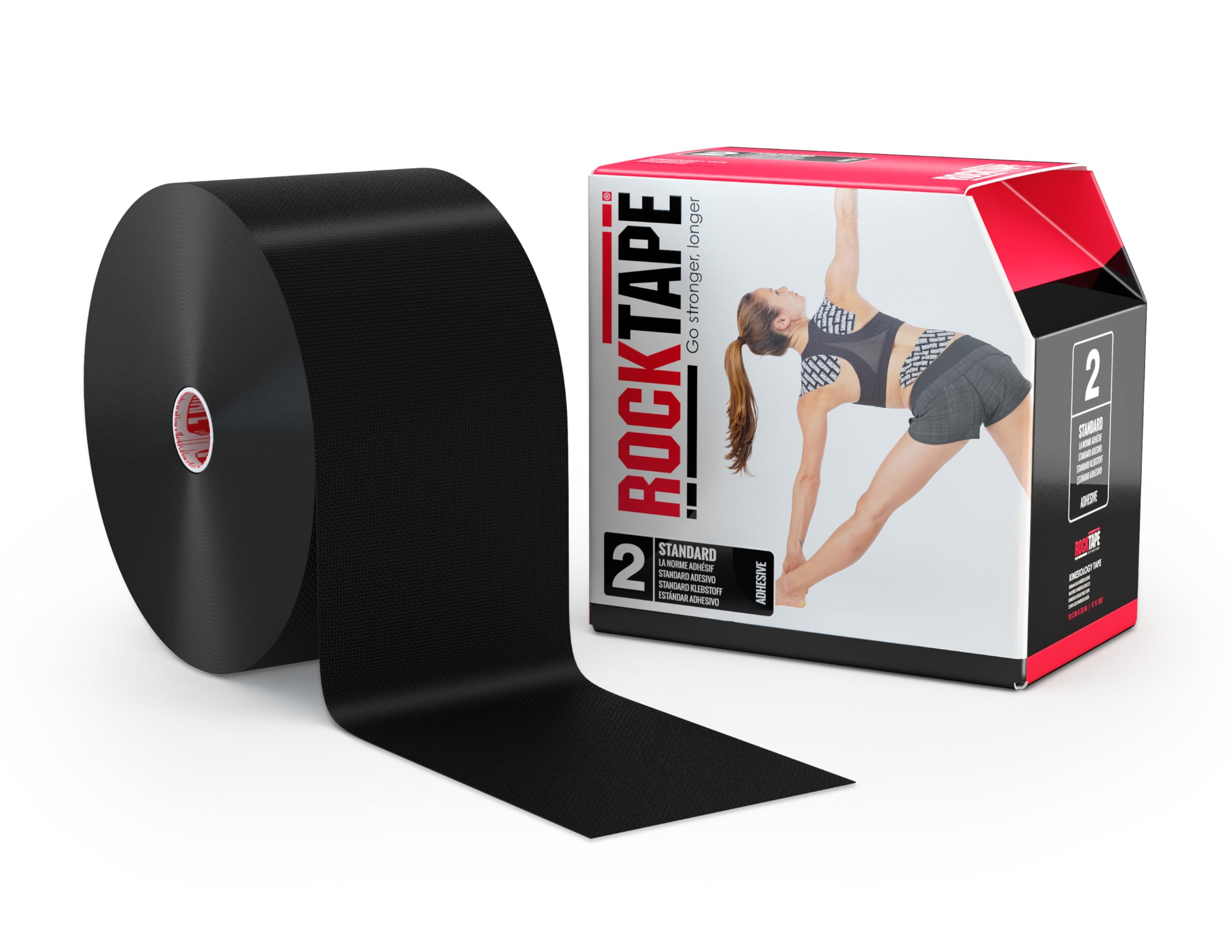 Rocktape Bulk Kinesiology Tape - 4 Inch Black Elastic Sports Tape for Pain Relief & Muscle Support - Ideal for Athletes, Runners & Physical Therapy