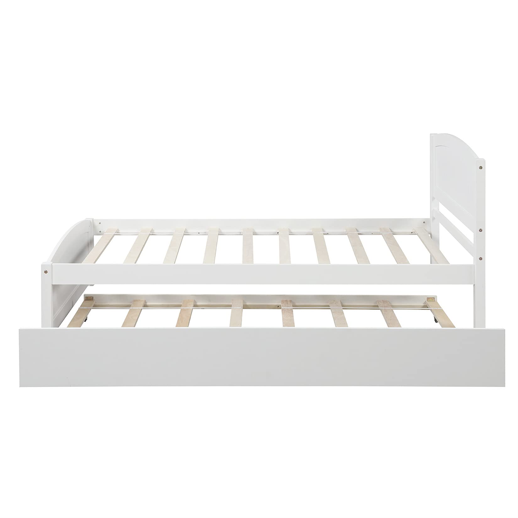 Harper & Bright Designs Twin Bed with Trundle - Solid Wood Bed Frame with Headboard & Footboard, White Platform Captain Bed for Kids, Teens & Adults - Perfect for Small Bedrooms, Guest Rooms & Kids' Rooms