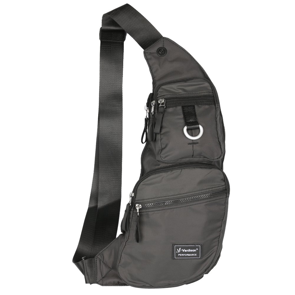 Vanlison Large Anti-Theft Sling Bag - Crossbody Chest Shoulder Backpack for Men & Women - Lightweight Travel Daypack, Gym, Hiking & Commuting - Black