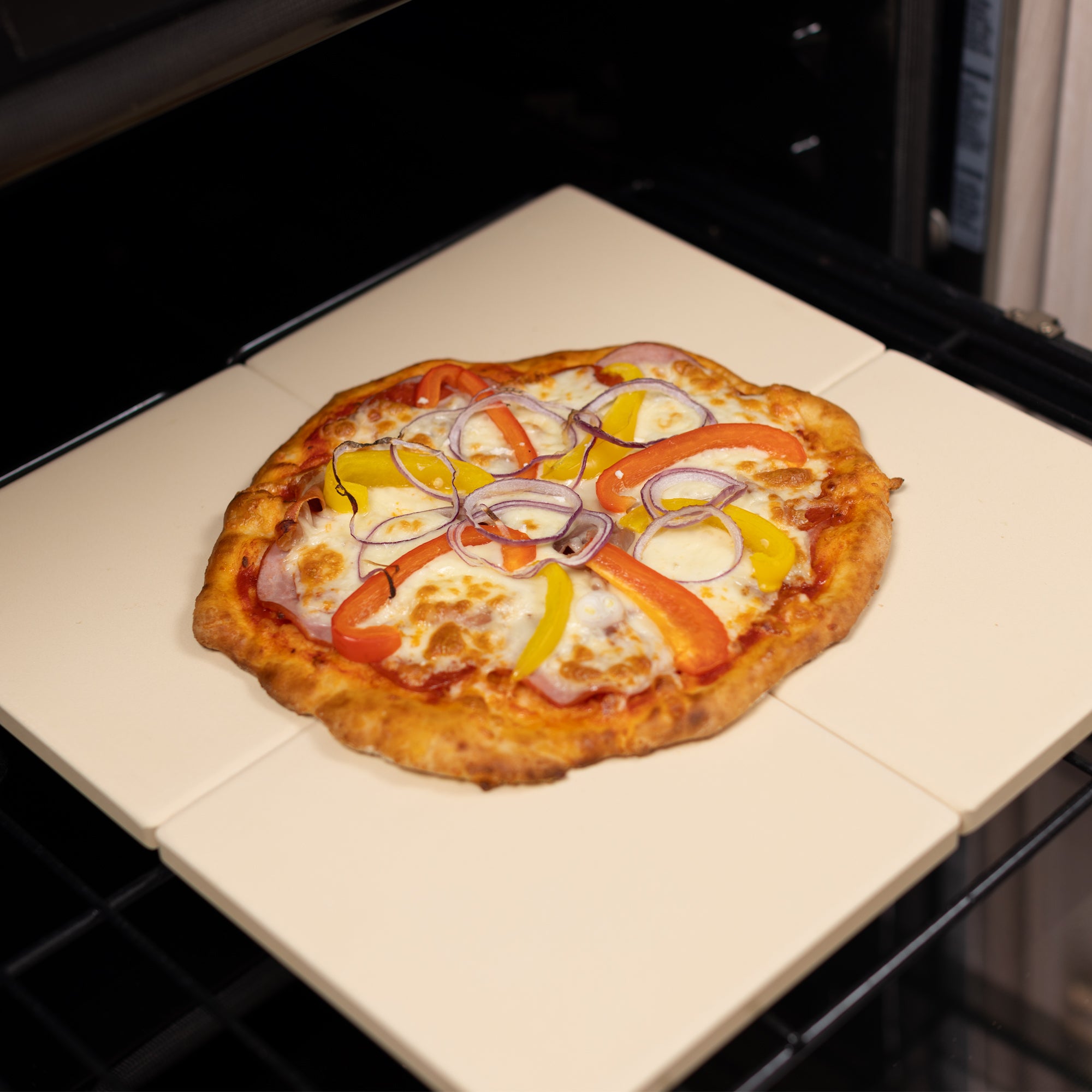 Premium Cordierite Square Pizza Stone Set - 4-Piece 7.5x7.5 Inch Baking Stones for Perfect Homemade Pizza, Bread & Desserts | Oven, Grill & Outdoor Cooking Essential