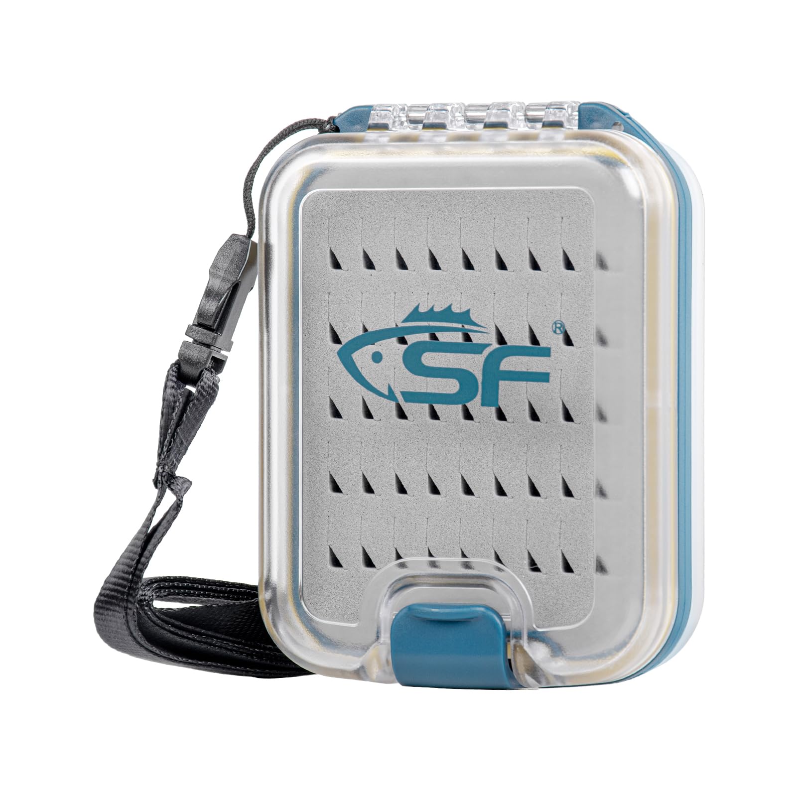 Waterproof Fly Fishing Box with Clear Lid & Foam Insert - Double-Sided Mini Tackle Box for Flies, Hooks & Lures - Portable with Lanyard & Easy Grip for Stream, Lake & Saltwater Fishing