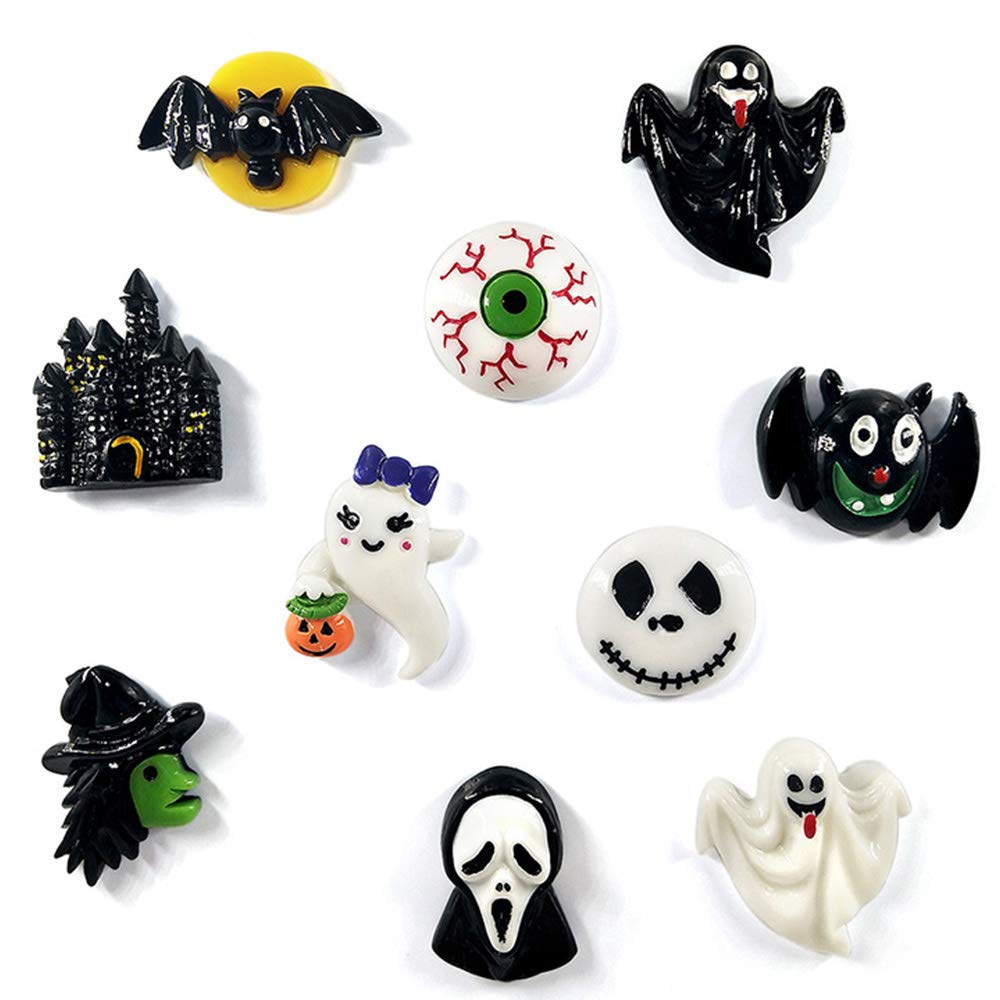10pcs Halloween Resin Fridge Magnets - Spooky Ghost Pumpkin Bat Decor for Kitchen, Office & Home - Halloween Party Favors & Gifts (Halloween Series) - Perfect for Fridge, Whiteboard & Metal Surfaces