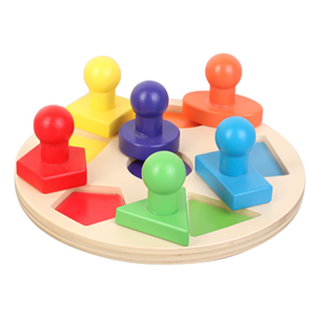 Montessori Wooden Peg Shape Puzzle - Geometric Jigsaw Learning Toy for Toddlers & Preschoolers | Educational Material for Early Childhood Development | Perfect for Home, Classroom & Daycare Activities