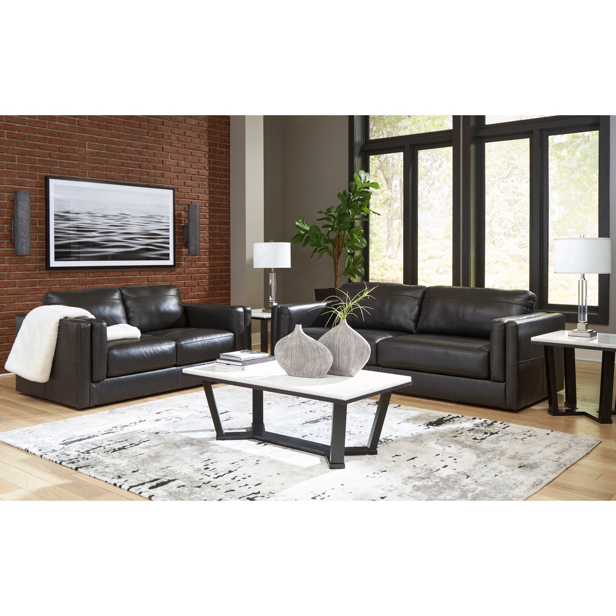 Amiata Loveseat Sofa - Modern Onyx Black Small Couch for Living Room, Apartment, Lounge & Office | Comfortable 2-Seater with Sturdy Frame