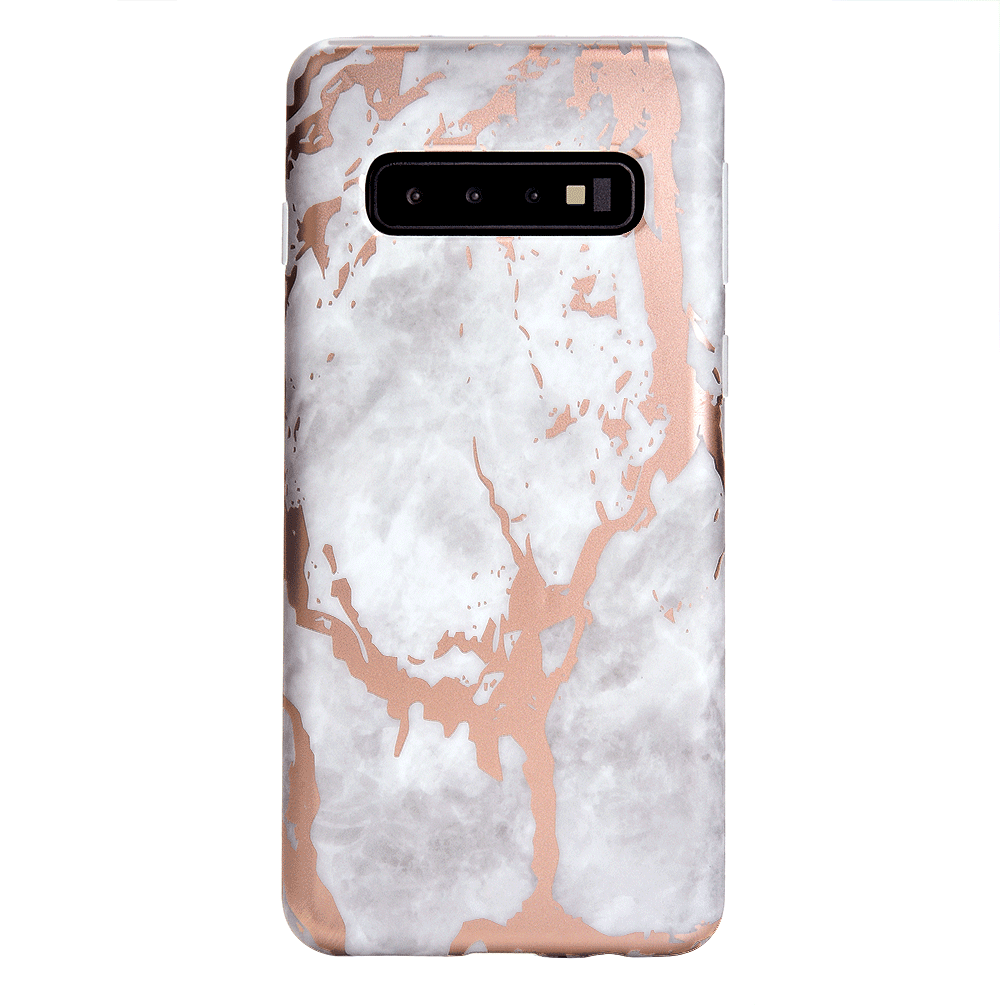 Elegant White Marble with Rose Gold Chrome Samsung Galaxy Phone Case - Perfect for Everyday Protection & Style Enhancement