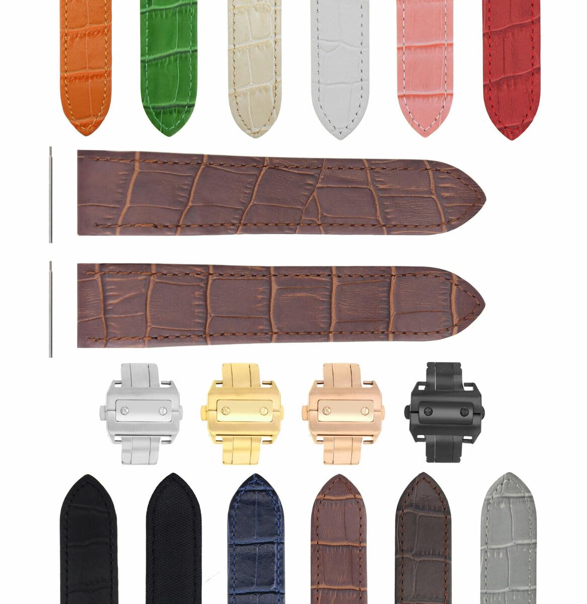 Premium 20-23-24.5mm Genuine Leather Watch Band Replacement Strap for Cartier Santos 100 XL & Chrono - Quick Release Clasp Included | Dress Watch Accessory for Business & Formal Occasions