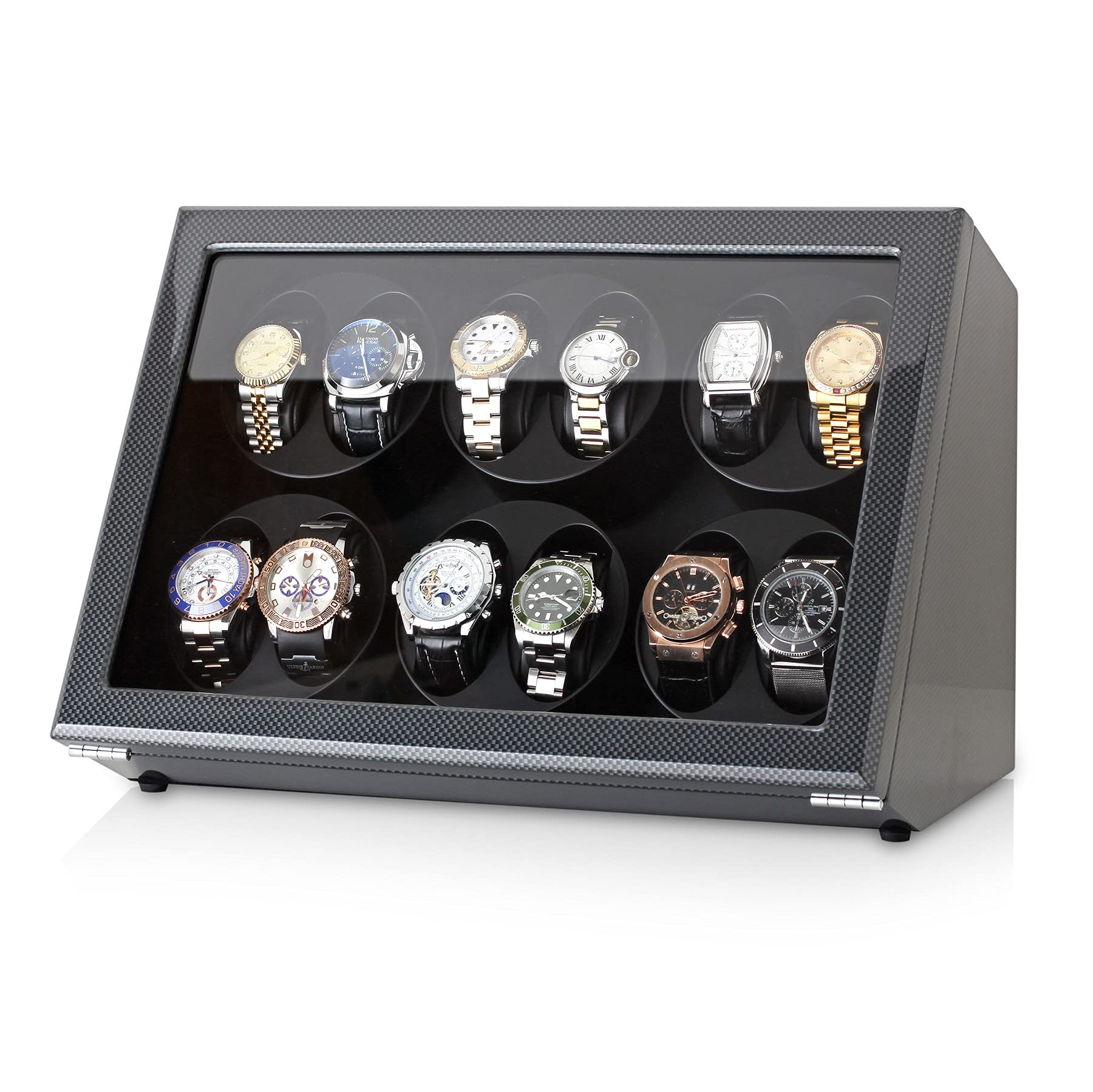 12 Watch Winder for Automatic Watches - Quiet Motor with Auto Stop & Battery Backup - Perfect for Watch Collections, Travel & Nightstand Storage