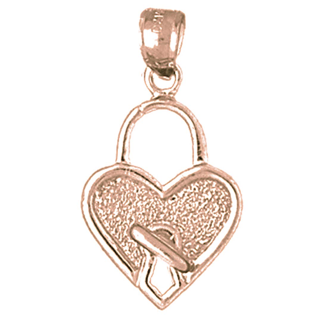 14K Rose Gold Heart Padlock Pendant Necklace - 26mm Solid Gold Charm for Women, Gift for Her, Valentine's Day, Anniversary - Perfect for Layering & Everyday Wear