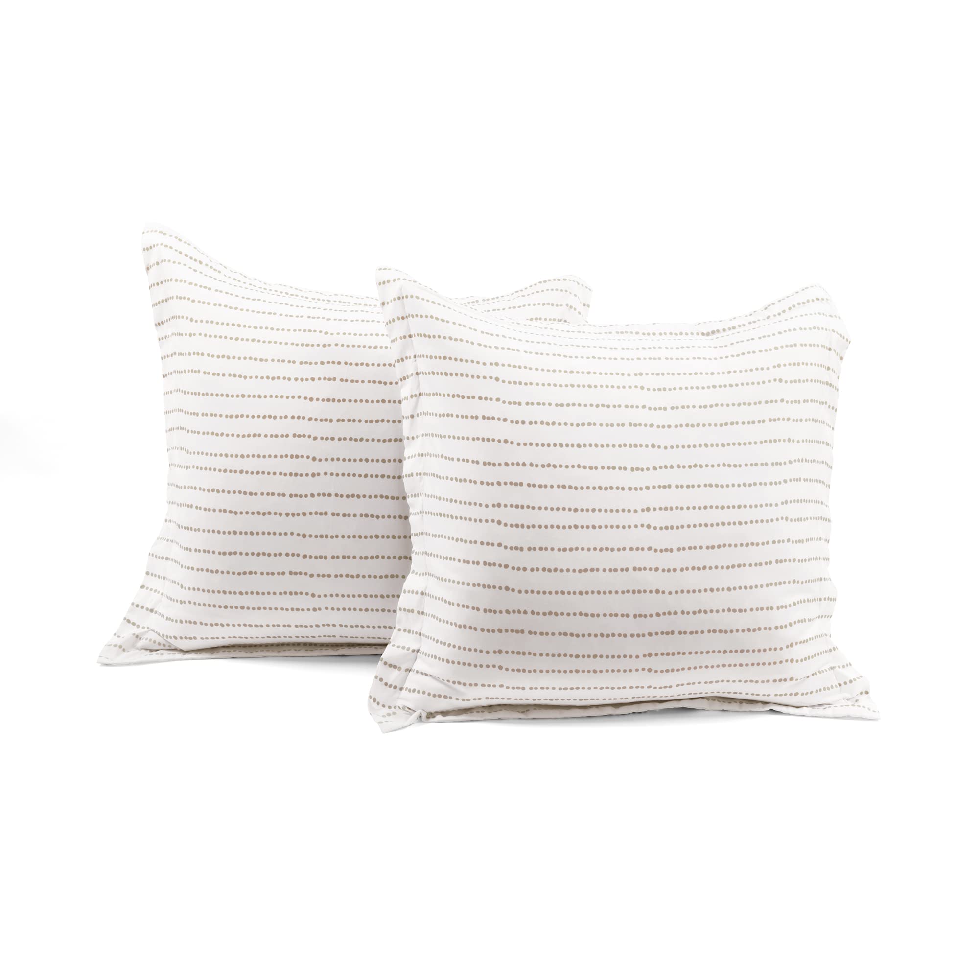 Lush Hygge Reversible Comforter Set - Full/Queen - Taupe & White for Cozy Bedroom