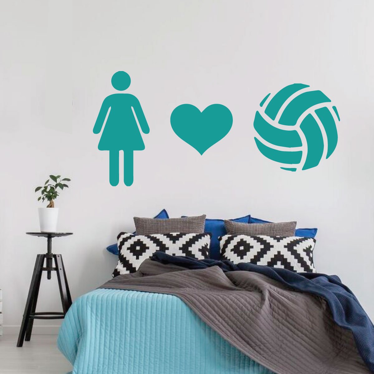 Volleyball Wall Decal - Heart-Shaped Vinyl Sticker for Girls Room Decor - Sports Themed Bedroom & Playroom Wall Art - Perfect for Teen Bedrooms, Sports Lovers & Volleyball Fans
