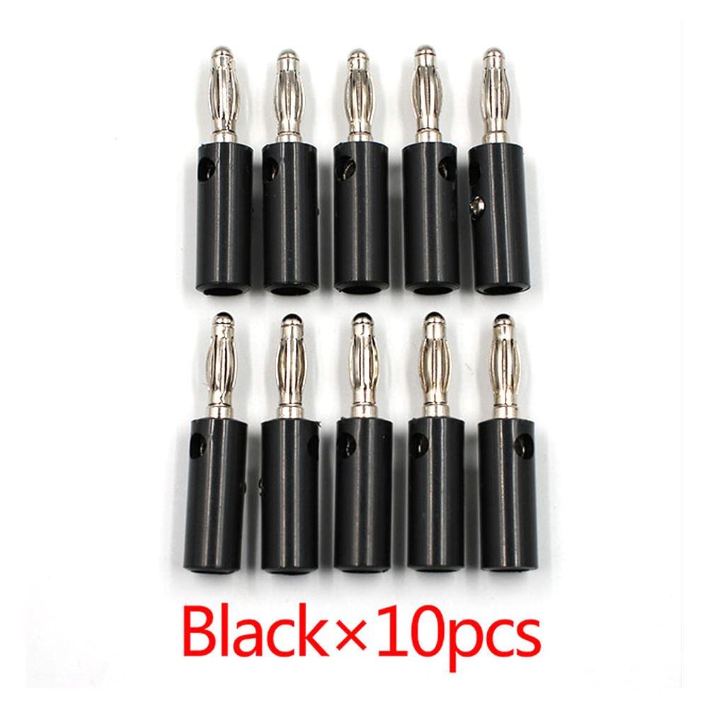 10pcs Gold Plated Banana Plugs 4mm Speaker Connectors - Red & Black Audio Screw Terminals for Home Theater, Car Audio, and DIY Speaker Projects