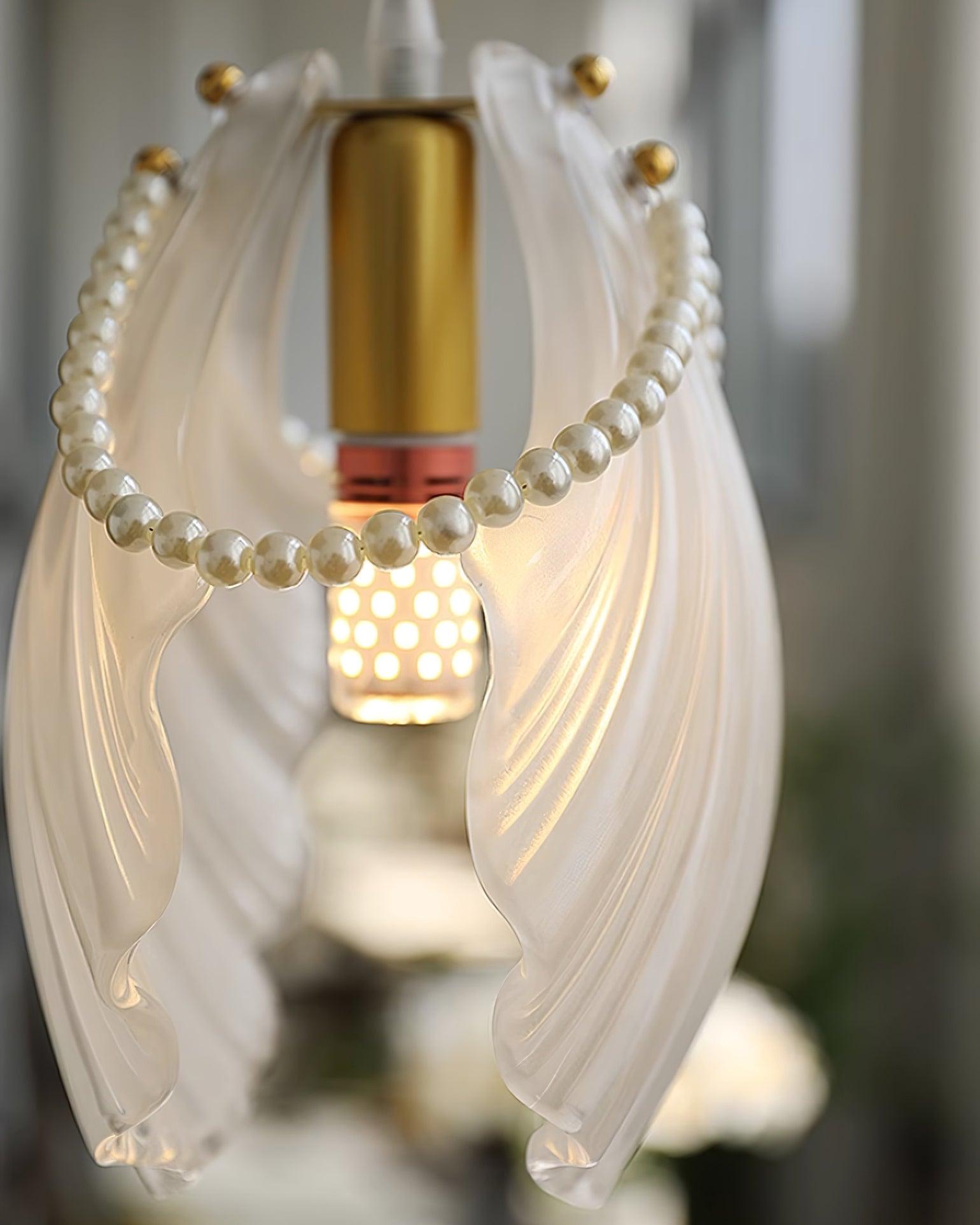 Handmade Pearl Shell Pendant Light - Elegant Boho Coastal Ceiling Lighting for Bedroom, Living Room & Dining Room Decor